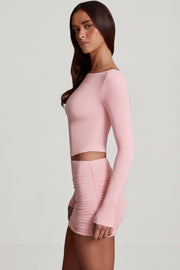 Oh Polly Charliane top bateau modal rose manches longues