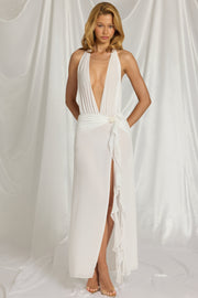 Oh Polly Dresses Kaeli robe maxi blanche dos nu fente