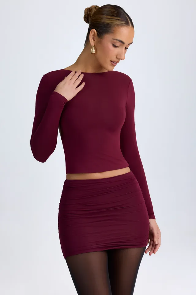 Oh Polly Elli top bordeaux col haut dos nu modal