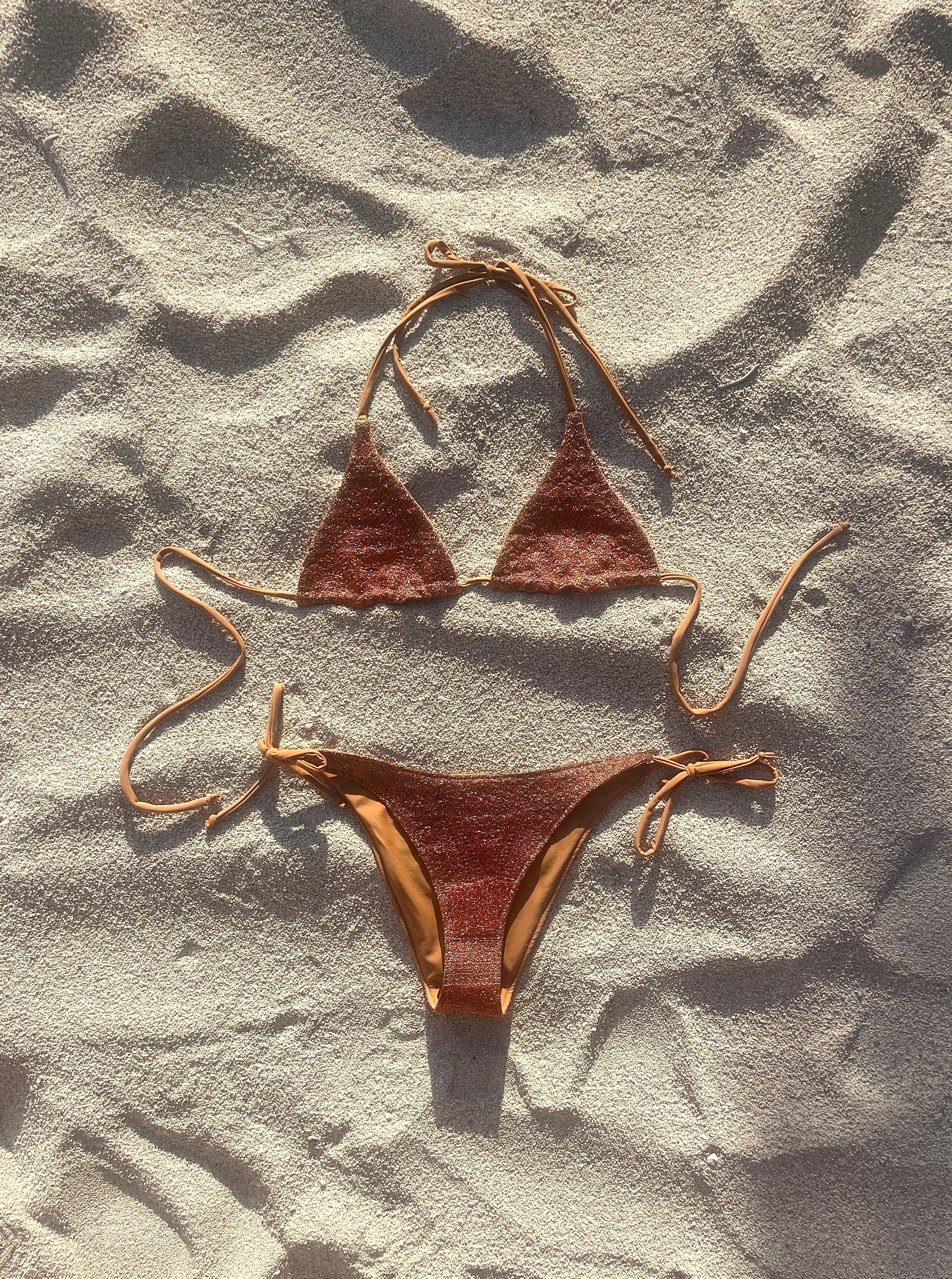 The Ethiquette Maillots de Bain Bronze haut de bikini pailleté
