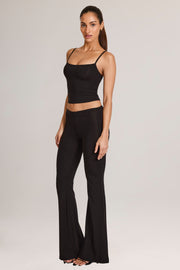 Oh Polly Patsy 14826A pantalon flare noir modal taille mi-haute