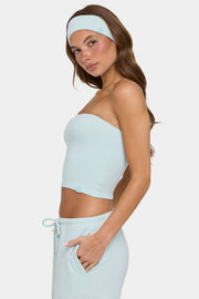 Oh Polly Ribbed Jersey top bandeau menthe rayé stretch