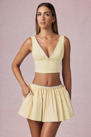 Oh Polly Skirts Mini Jupe Jaune Rayée Coton Élastique