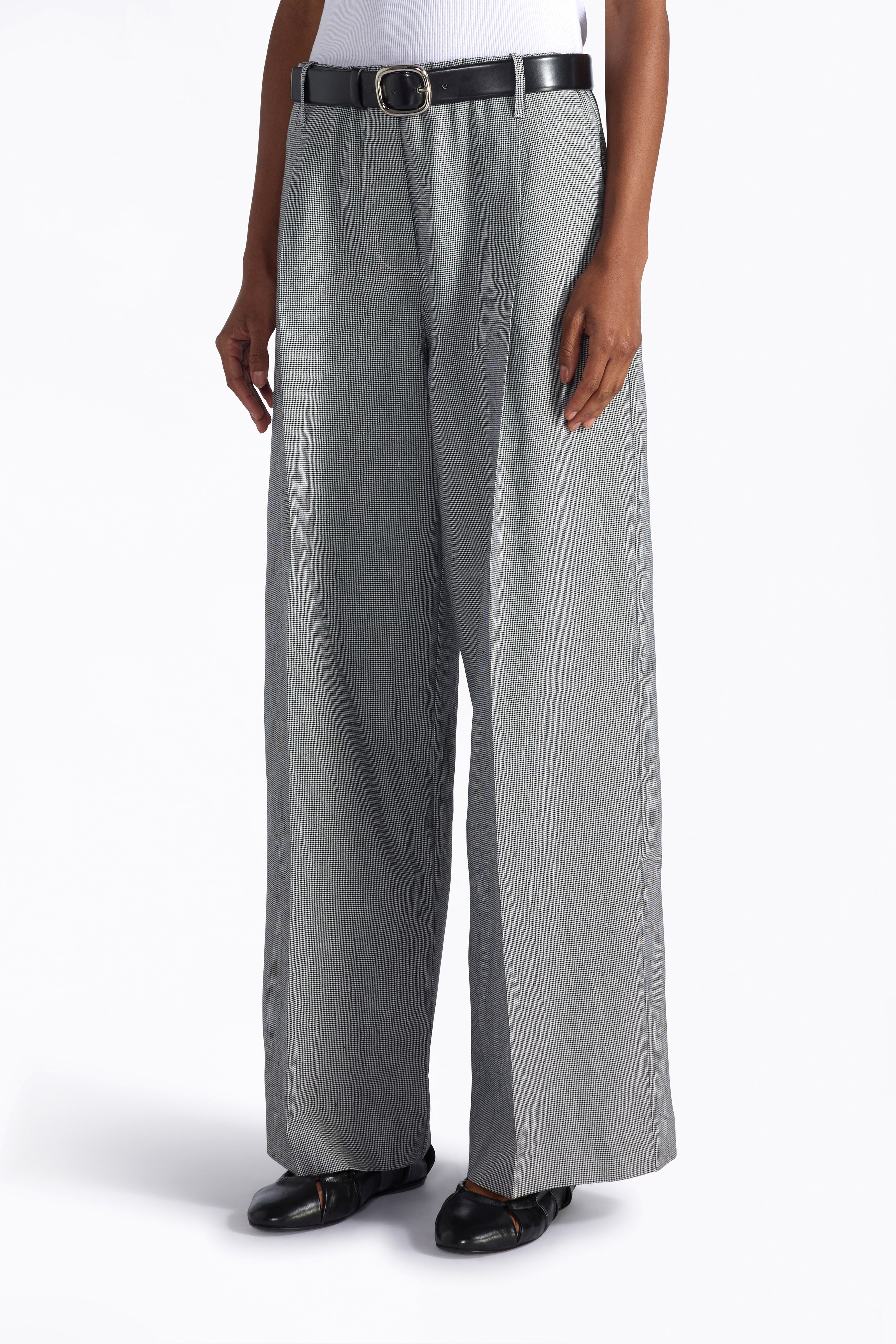 Liviana Conti Arthur pantalon palazzo pied de poule noir lin