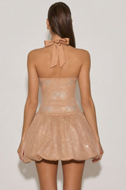 Oh Polly Embellished 12733 robe mini bulle amande strass