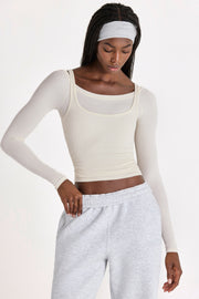 Oh Polly Tops Haut ButterCloud Coconut Côtelé Sculptant