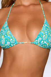 Oh Polly Swim Comino haut de bikini triangle bleu imprimé