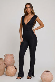 Oh Polly Romana 7744 combinaison noire col plongeant