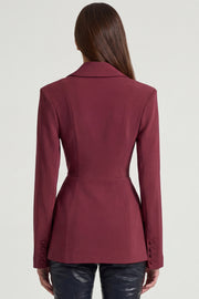 Oh Polly Marika Blazer Bordeaux Croisé Cintré Structuré