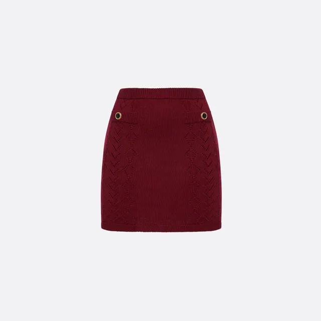 Alessandra Rich Skirts mini jupe laine bordeaux dentelle 38