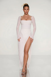 Oh Polly Champel 6139 robe maxi pearl perlée