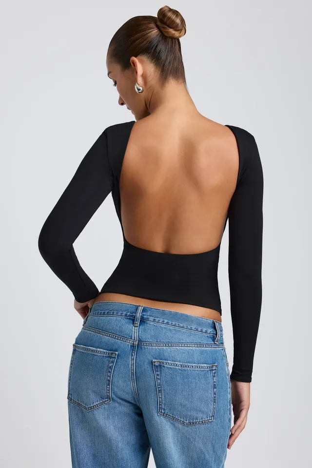 Oh Polly Elli top noir col haut dos nu modal
