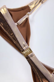 Oh Polly Palmita Haut Bikini Bronze Doré Froncé