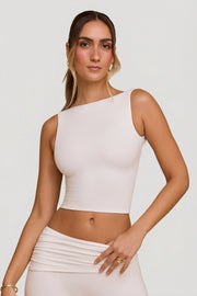 Oh Polly Tops Wren crop top col montant blanc