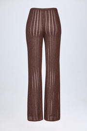 Oh Polly Selara pantalon flare taille mi-haute bronze