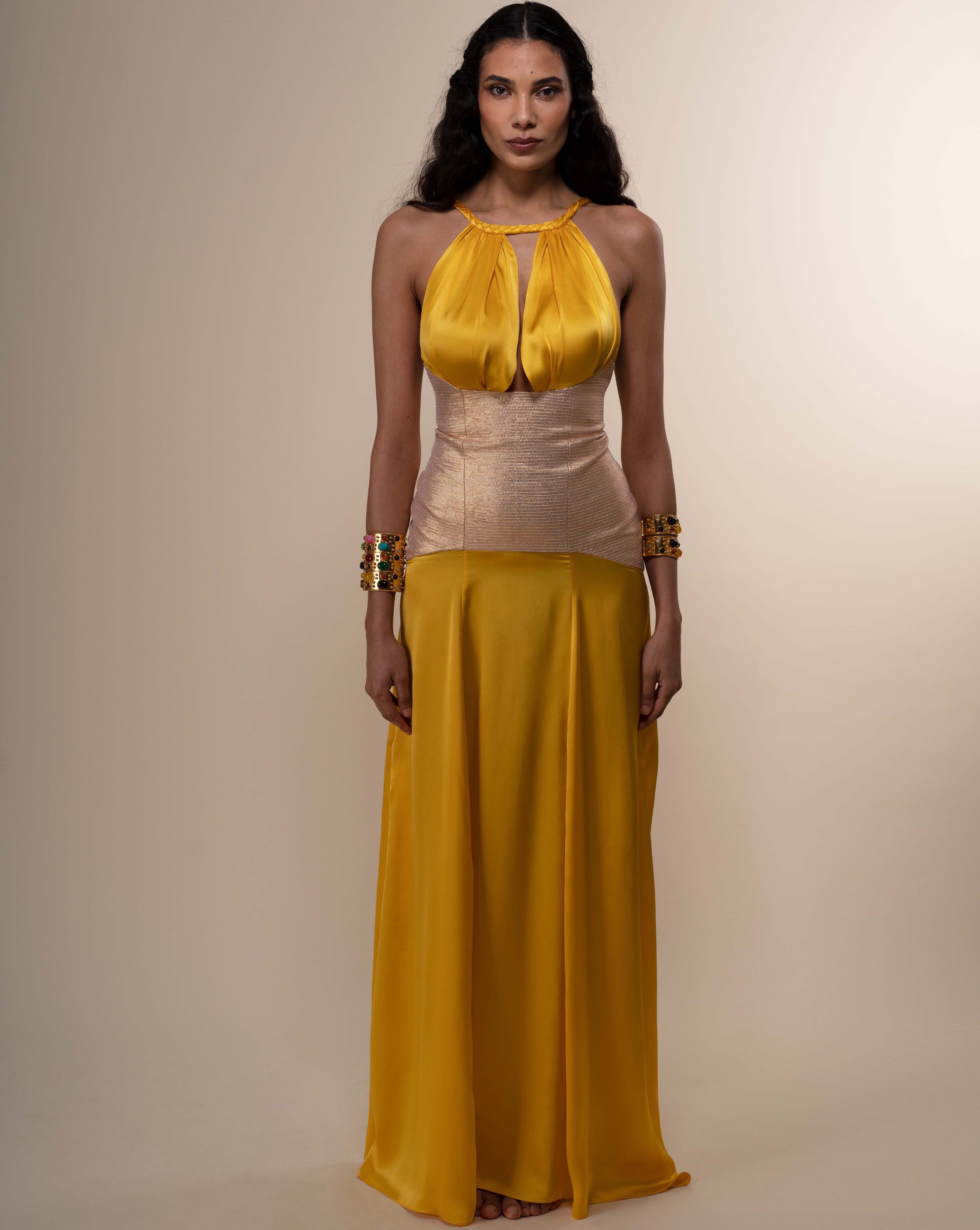 The Ethiquette Robes Thalia Dress robe satin jaune soie