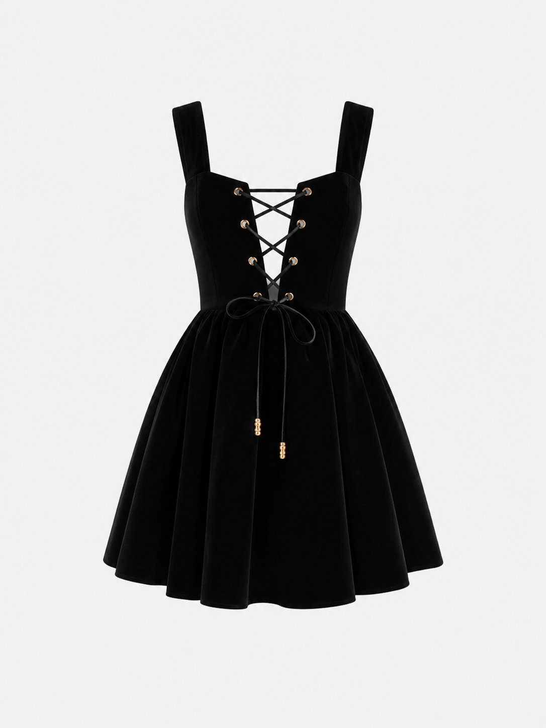The Ethiquette Ariane Robe Velours Noir Laçage Corset