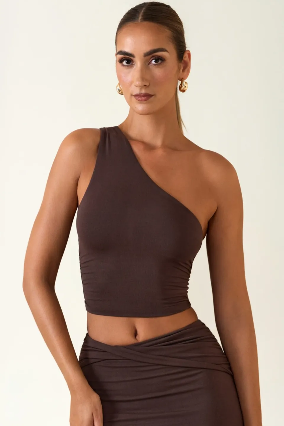 Oh Polly Andi 10741 top marron une épaule modal