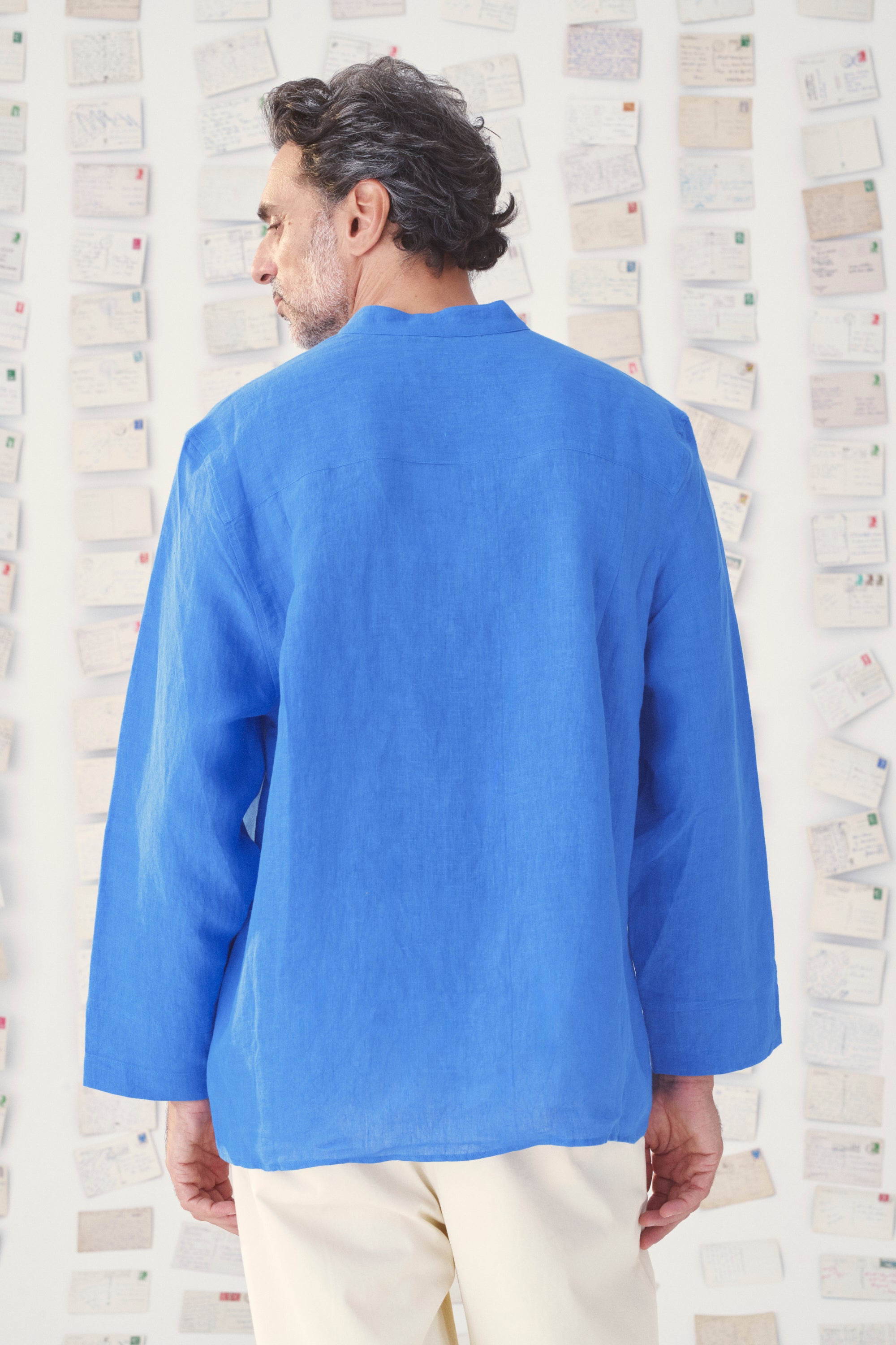 Mii en carte postale Chemise Andy chemise lin bleu lavande