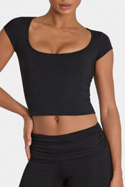 Oh Polly ButterCloud crop top noir double couche