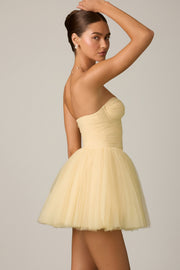Oh Polly Dottie robe mini corset tulle jaune bustier