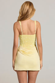 Oh Polly Nyra 16194 robe mini corset jaune citron perles