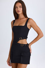 Oh Polly Acadia mini robe noire ceinture découpée