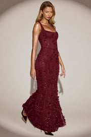 Oh Polly Embellished Vasanta robe corset bordeaux sequins