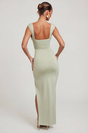 Oh Polly Sloane 6172 robe longue sauge fente modal