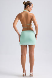Oh Polly Skirts Draped A-Line Mini Skirt jupe vert pastel fendue