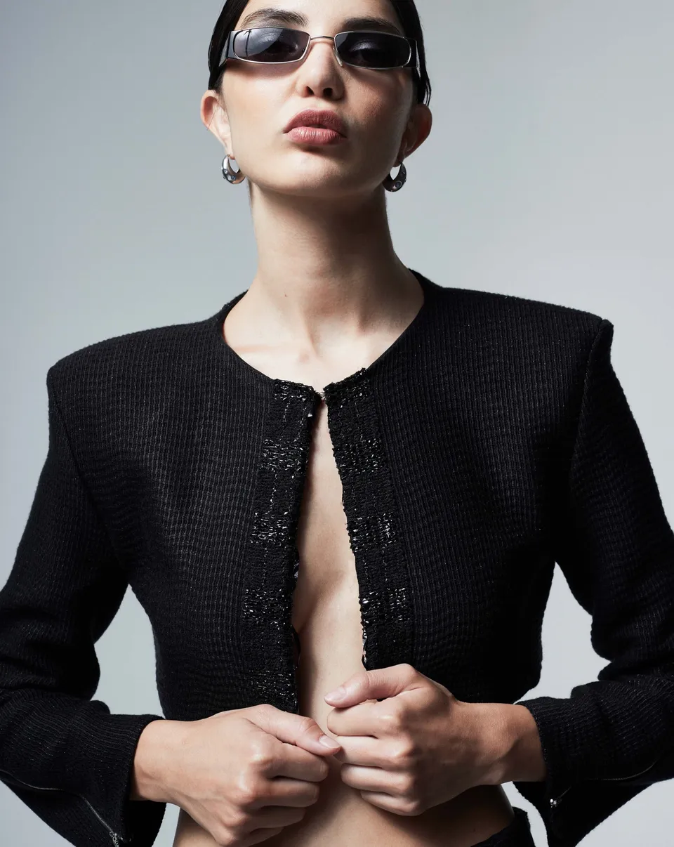 The Ethiquette Louise veste tweed cropped taille S