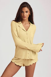 Oh Polly Mirae Haut Pyjama Modal Jaune Pastel Manches Longues