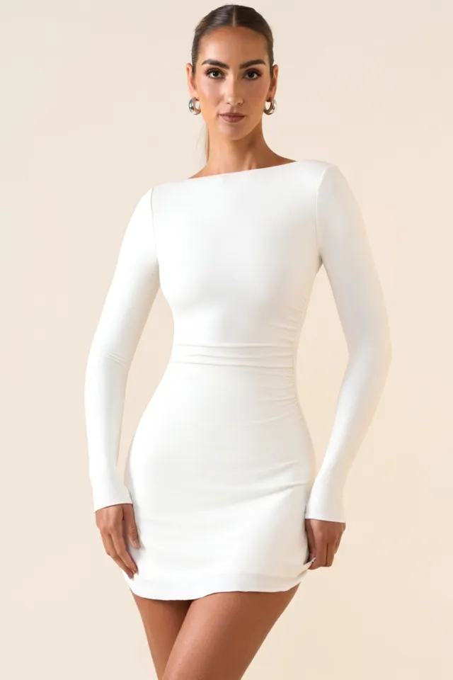 Oh Polly Brenna robe mini blanche dos ouvert modal