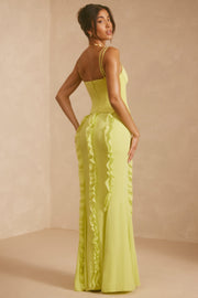Oh Polly Perrine 6917 robe maxi vert lime corset satin