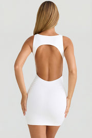 Oh Polly Coa Mini Robe Modal Blanche Dos Ouvert