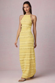 Oh Polly Tove Robe Maxi Jaune Citron Dos Nu 14224