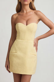 Oh Polly Taia robe mini bustier jaune pastel corset
