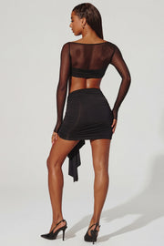 Oh Polly Banks 8070 mini jupe noire drapée asymétrique