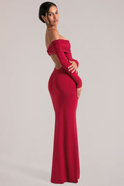 Oh Polly 15984 robe maxi rouge cerise épaules nues