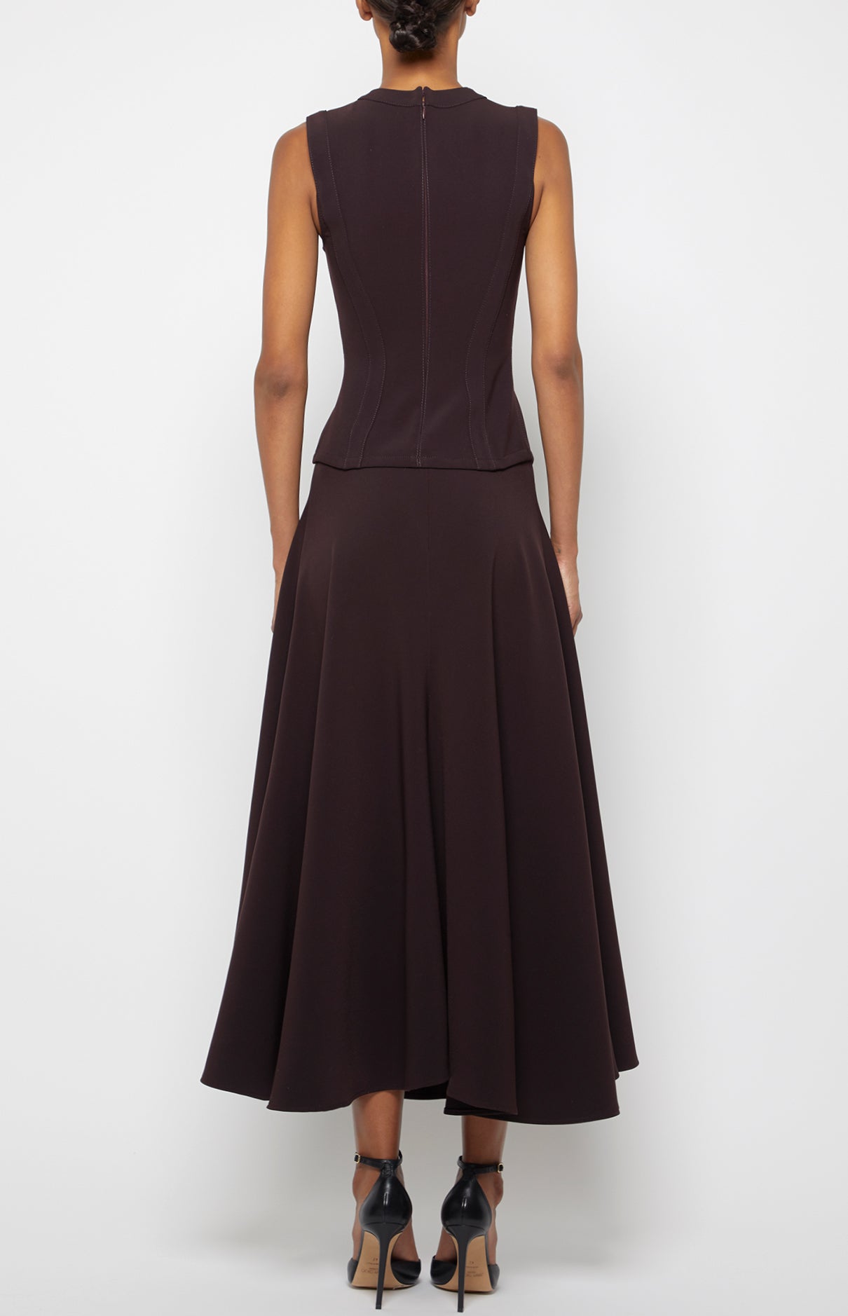 Prabal Gurung Front Seam Maxi jupe longue marron acajou