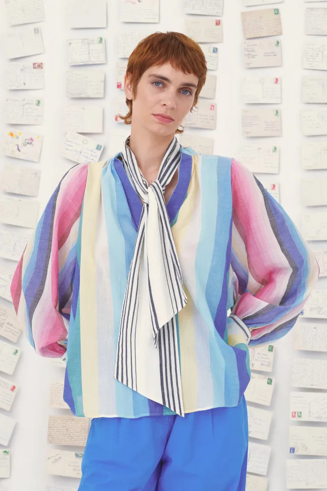 Mii en carte postale Claudie blouse coton rayée taille S