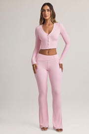Oh Polly Bebe pantalon évasé rose pastel modal stretch
