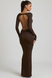 Oh Polly Regine robe longue marron chocolat modal