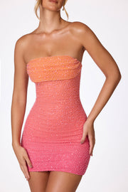Oh Polly Basel mini robe bustier ombré perlée