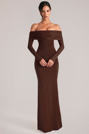 Oh Polly 15984 robe maxi marron dos nu modal