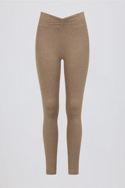 Oh Polly BT2233 Legging Mocha Marl Mi-Taille Foncé