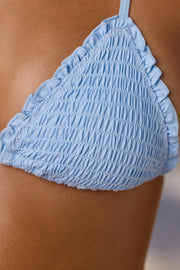 Oh Polly Swim haut bikini triangle sky blue froissé