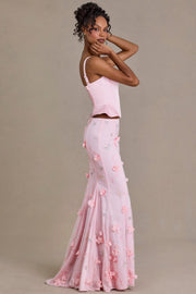 Oh Polly Embellished Tulle Skirt Jupe Rose Clair Brodée