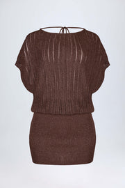 Oh Polly Amanita Robe Mini Bronze Chauve-Souris Maille