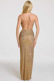 Oh Polly Malia robe maxi dorée strass dos nu